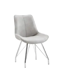 Scaun MADORA, bucătărie, 54x87x60 cm, efect piele întoarsă gri/crom | MobilaOK