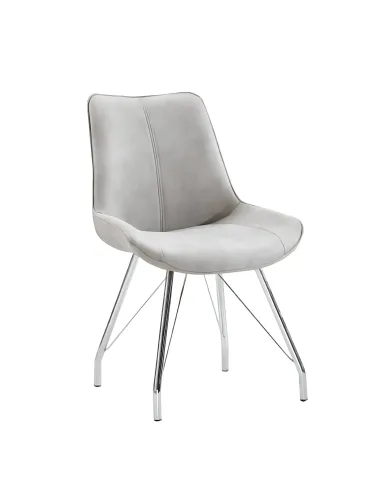 Scaun MADORA, bucătărie, 54x87x60 cm, efect piele întoarsă gri/crom | MobilaOK