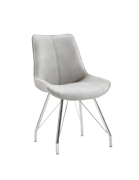 Scaun MADORA, bucătărie, 54x87x60 cm, efect piele întoarsă gri/crom | MobilaOK