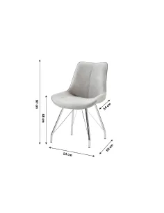 Scaun MADORA, bucătărie, 54x87x60 cm, efect piele întoarsă gri/crom | MobilaOK 2