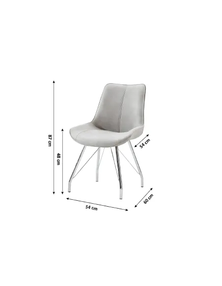 Scaun MADORA, bucătărie, 54x87x60 cm, efect piele întoarsă gri/crom | MobilaOK