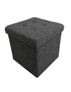 Taburet FALON, puf cu stocare pentru living, 37.5x37.5x38 cm, Tesatura | MobilaOK