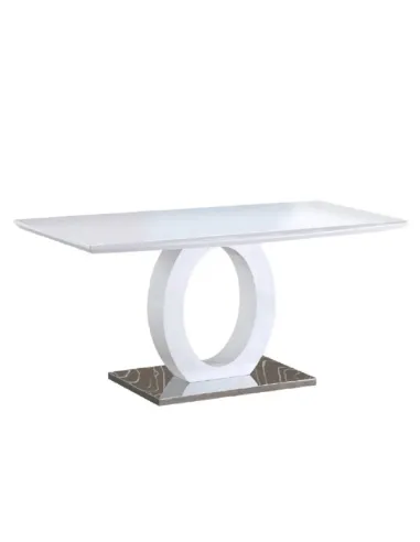 Masă dining ZARNI, living/dining, 150x80 cm, MDF/oțel, alb lucios | MobilaOK