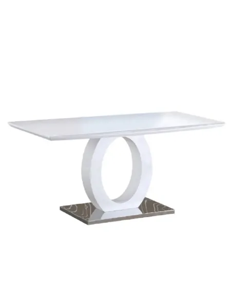 Masă dining ZARNI, living/dining, 150x80 cm, MDF/oțel, alb lucios | MobilaOK