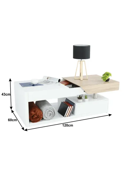 Măsuță de cafea MELIDA, living, 120x43x60 cm, MDF, Metal | MobilaOK