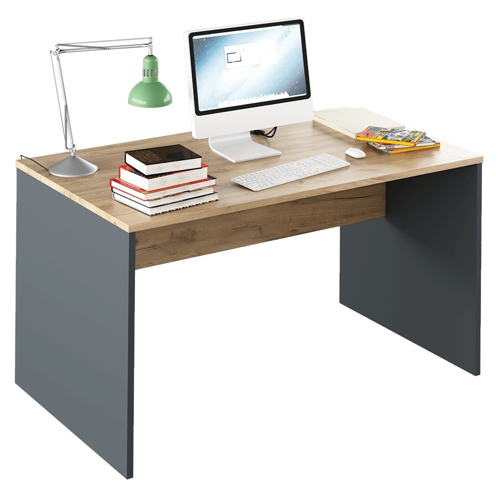 Masă de birou, grafit/stejar artisan, RIOMA NEW TYP 11 din PAL L140 x P80 x H76 cm  MobilaOK