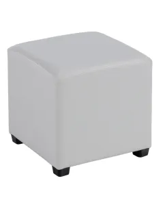 Taburet NIKI NEW, puf living/dormitor, 36x36x36 cm, piele textilă albă | MobilaOK