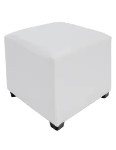 Taburet NIKI NEW, puf living/dormitor, 36x36x36 cm, piele textilă albă | MobilaOK 2