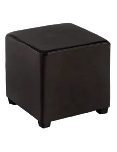 Taburet NIKI NEW, puf living/dormitor/hol, 36x36x36 cm, piele textilă maro închis | MobilaOK
