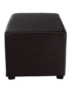 Taburet NIKI NEW, puf living/dormitor/hol, 36x36x36 cm, piele textilă maro închis | MobilaOK 2