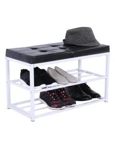 Bancă LYROS, hol/dormitor/living, 70x45x35 cm, Piele ecologică/Metal | MobilaOK