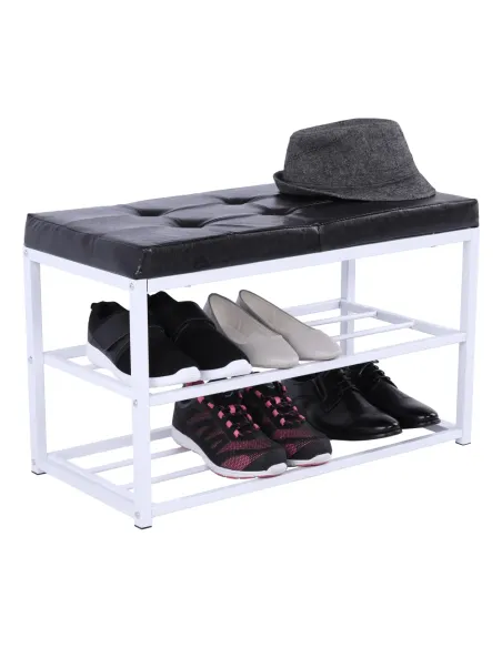 Bancă LYROS, hol/dormitor/living, 70x45x35 cm, Piele ecologică/Metal | MobilaOK