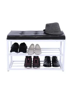 Bancă LYROS, hol/dormitor/living, 70x45x35 cm, Piele ecologică/Metal | MobilaOK 2