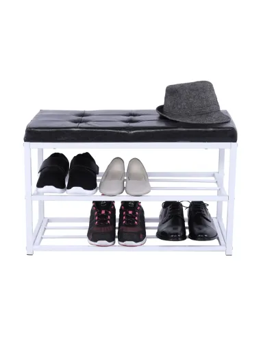 Bancă LYROS, hol/dormitor/living, 70x45x35 cm, Piele ecologică/Metal | MobilaOK