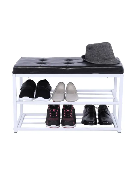 Bancă LYROS, hol/dormitor/living, 70x45x35 cm, Piele ecologică/Metal | MobilaOK