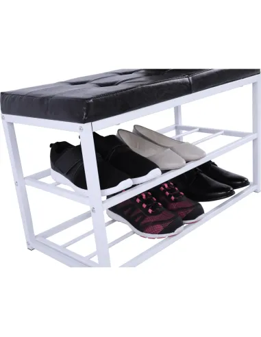 Bancă LYROS, hol/dormitor/living, 70x45x35 cm, Piele ecologică/Metal | MobilaOK