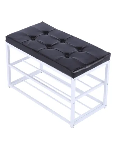 Bancă LYROS, hol/dormitor/living, 70x45x35 cm, Piele ecologică/Metal | MobilaOK