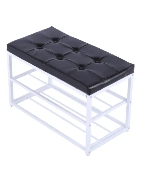 Bancă LYROS, hol/dormitor/living, 70x45x35 cm, Piele ecologică/Metal | MobilaOK