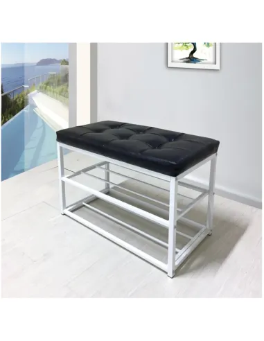 Bancă LYROS, hol/dormitor/living, 70x45x35 cm, Piele ecologică/Metal | MobilaOK