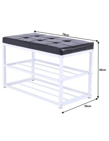 Bancă LYROS, hol/dormitor/living, 70x45x35 cm, Piele ecologică/Metal | MobilaOK