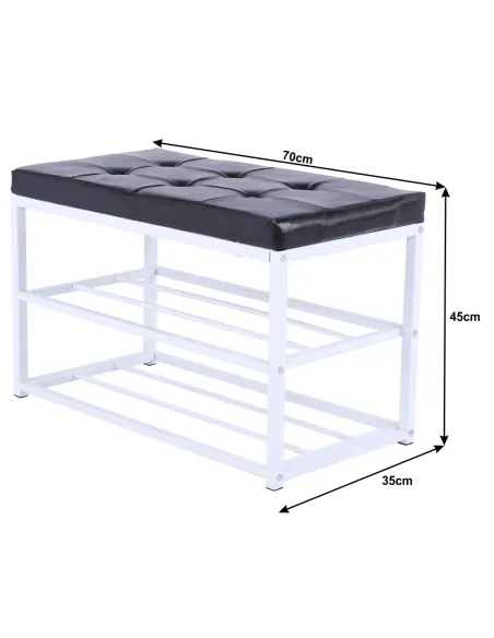 Bancă LYROS, hol/dormitor/living, 70x45x35 cm, Piele ecologică/Metal | MobilaOK