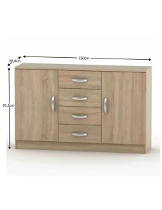 Scrin combinat BETTY 2, dormitor, 150x39.4x93.9 cm, PAL melaminat | MobilaOK 2