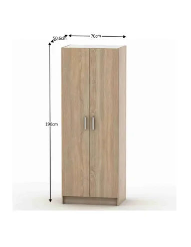Dulap BETTY 7, dormitor, 70x50.6x190 cm, PAL melaminat stejar sonoma | MobilaOK
