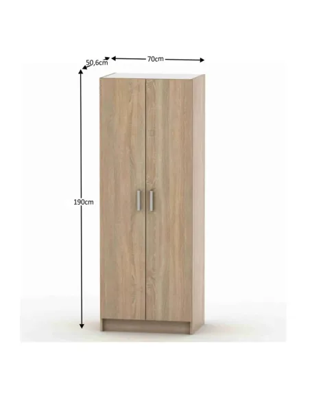 Dulap BETTY 7, dormitor, 70x50.6x190 cm, PAL melaminat stejar sonoma | MobilaOK