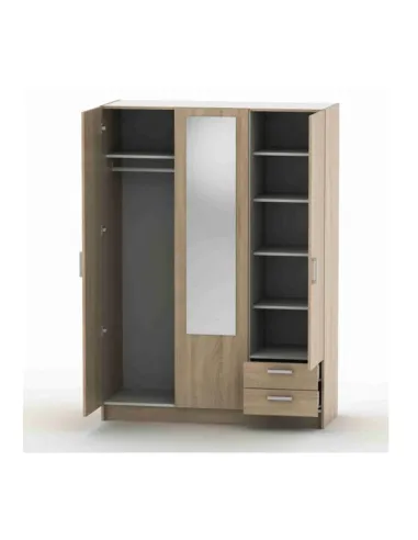 Dulap BETTY 7, dormitor, 136x50.6x190 cm, PAL melaminat stejar sonoma | MobilaOK