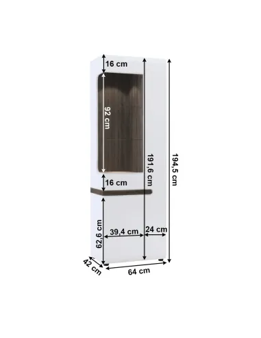 Vitrină LYNATET 01 living/hol, 85x42x194.5 cm, PAL/MDF cu folie | MobilaOK