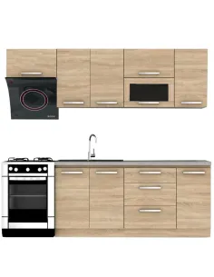 Ansamblu Bucătărie NOVA PLUS, bucătărie, 2.4 m, PAL melaminat stejar sonoma | MobilaOK