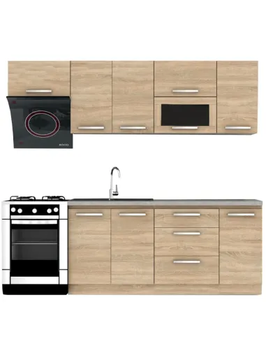 Ansamblu Bucătărie NOVA PLUS, bucătărie, 2.4 m, PAL melaminat stejar sonoma | MobilaOK