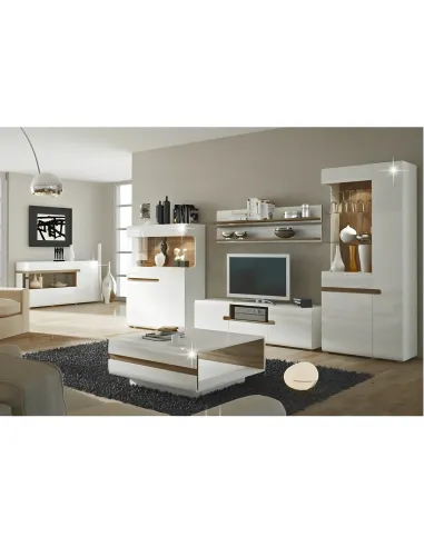 Vitrină LYNATET 01 living/hol, 85x42x194.5 cm, PAL/MDF cu folie | MobilaOK