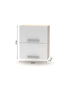Cabinet superior batant 2DV, stejar sonoma/alb, NOVA PLUS NOPL-008-VH | MobilaOK 2