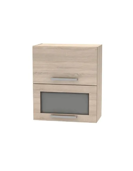 Cabinet superior batant cu sticlă 2DV, stejar sonoma, NOVA PLUS NOPL-009-OH | MobilaOK