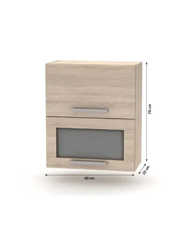 Cabinet superior batant cu sticlă 2DV, stejar sonoma, NOVA PLUS NOPL-009-OH | MobilaOK