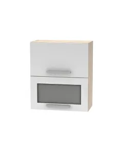 Cabinet superior batant cu sticlă 2DV, stejar sonoma/alb, NOVA PLUS NOPL-009-OH | MobilaOK