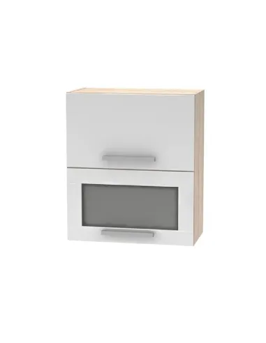 Cabinet superior batant cu sticlă 2DV, stejar sonoma/alb, NOVA PLUS NOPL-009-OH | MobilaOK