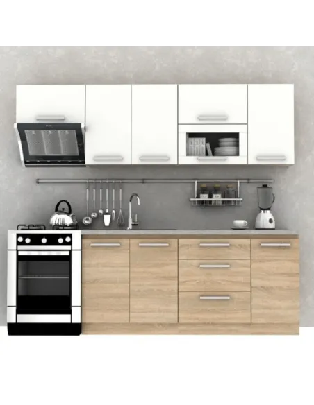 Cabinet superior batant cu sticlă 2DV, stejar sonoma/alb, NOVA PLUS NOPL-009-OH | MobilaOK