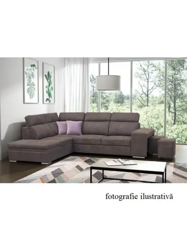 Colţar LANZA, living/dormitor, 120x190 cm, tapiţat maro/violet, KONDELA | MobilaOK