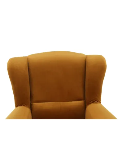 Fotoliu ASTRID cu Taburet, living, 86x105x82 cm, material textil muștar și lemn | MobilaOK