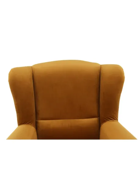Fotoliu ASTRID cu Taburet, living, 86x105x82 cm, material textil muștar și lemn | MobilaOK
