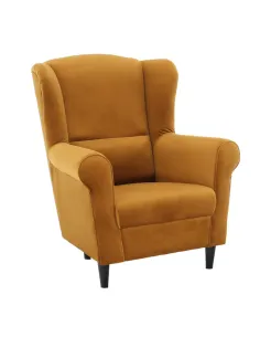 Fotoliu CHARLOT living, 86x82x105 cm, Textil muștar, picioare lemn fag | MobilaOK