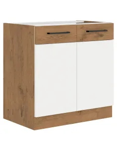 Dulap baie VEGA, alb/stejar Lancelot, 80x52x82 cm, PAL/MDF | MobilaOK
