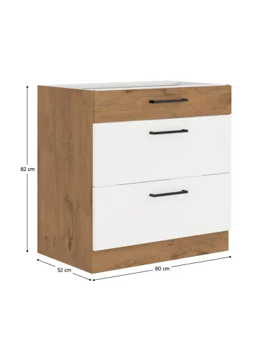 Cabinet baie VEGA D80 3S BB, 80x52x82 cm, PAL melaminat | MobilaOK