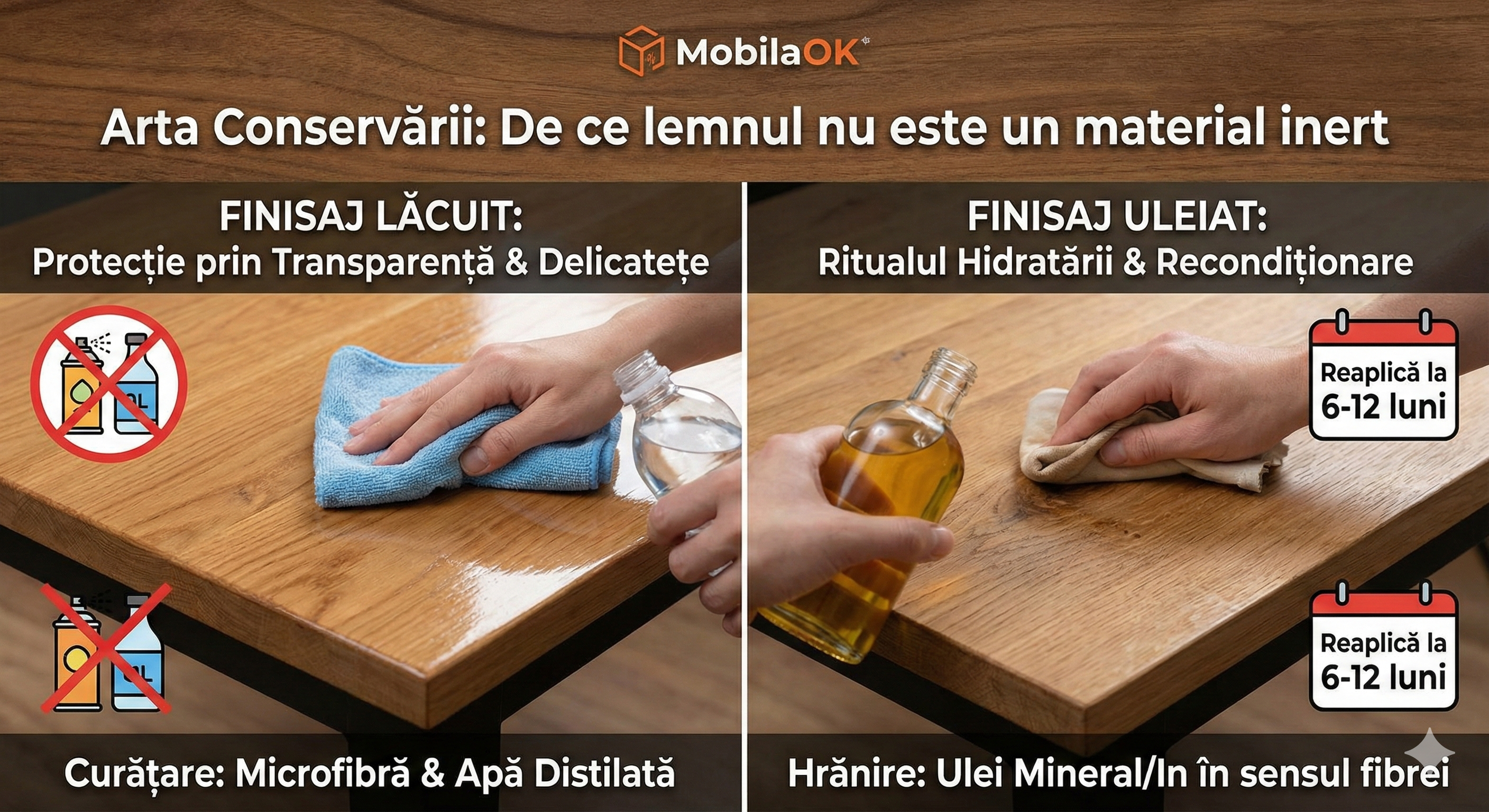 Elogiul Fibrei: Ghidul MobilaOK pentru conservarea lemnului masiv