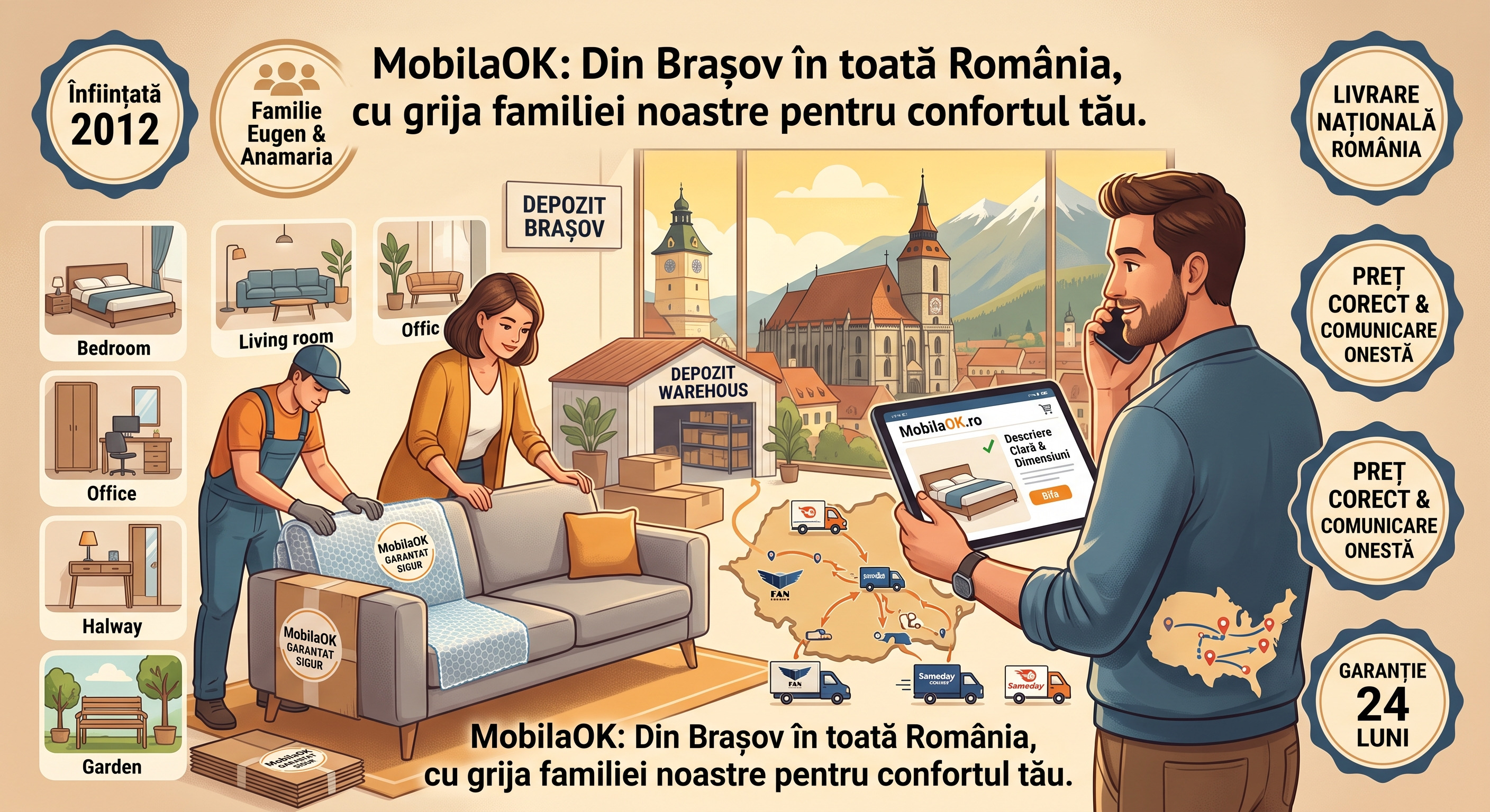 Cine este MobilaOK? Povestea magazinului de mobilă din Brașov care livrează în toată România